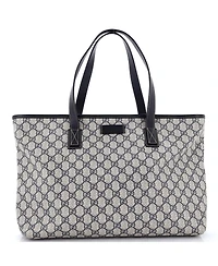Pre-Owned Gucci Medium Plus Tote Gg Coated Canvas with Leather