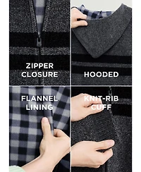 Xray Boys Hooded Flannel Lined Full Zip Sweater With Stripes