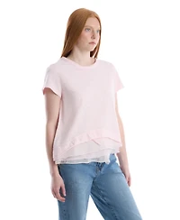 Wilt Women's Boxy Short Sleeve Mixed Hem Tee