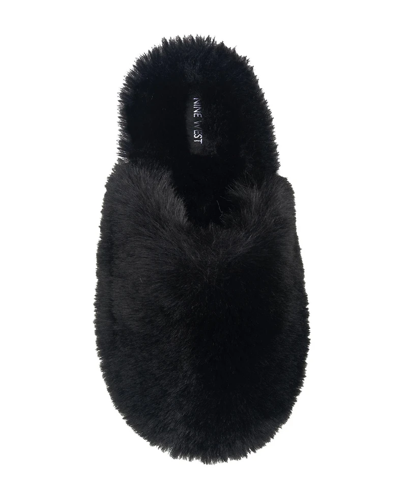 Nine West Women's Faux Fur Closed Scuff Slipper