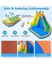Sugift 3-in-1 Inflatable Water Slide with Climbing Wall, 157.5"L x 121.5"W x 96.5"H, Ages 3-10