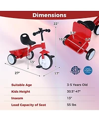 Sugift Toddler Tricycle with Glowing Wheels 4-Level Adjustable Seat