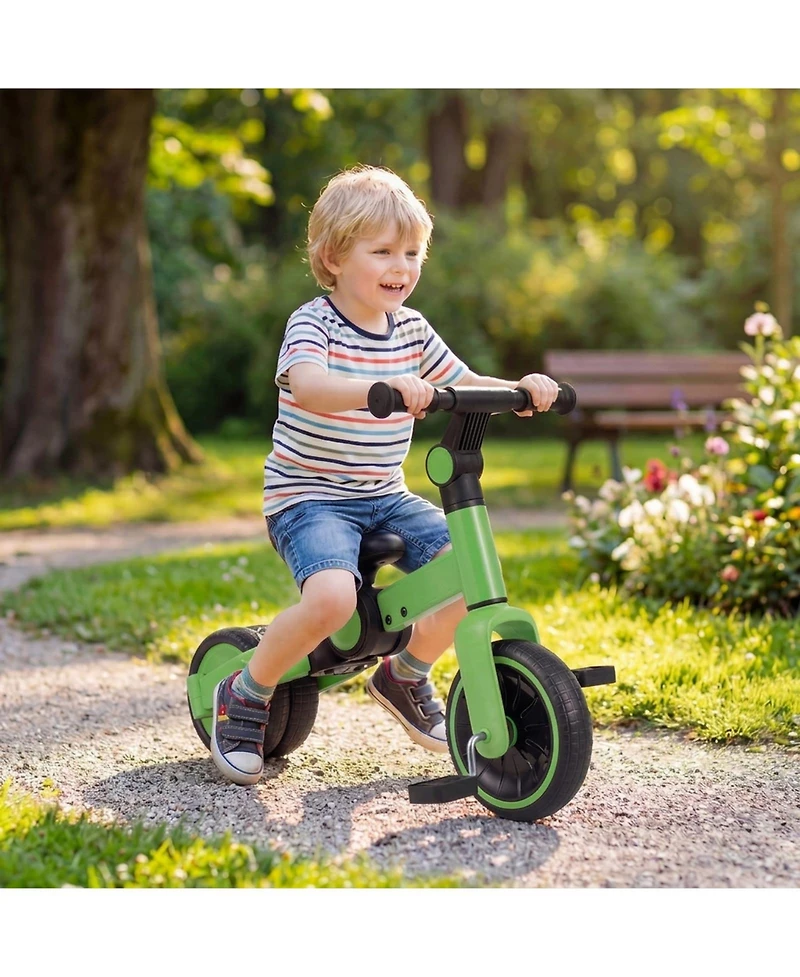 Sugift 5-In-1 Carbon Steel Foldable Balance Bike with Removable Pedals, Ages 2-4
