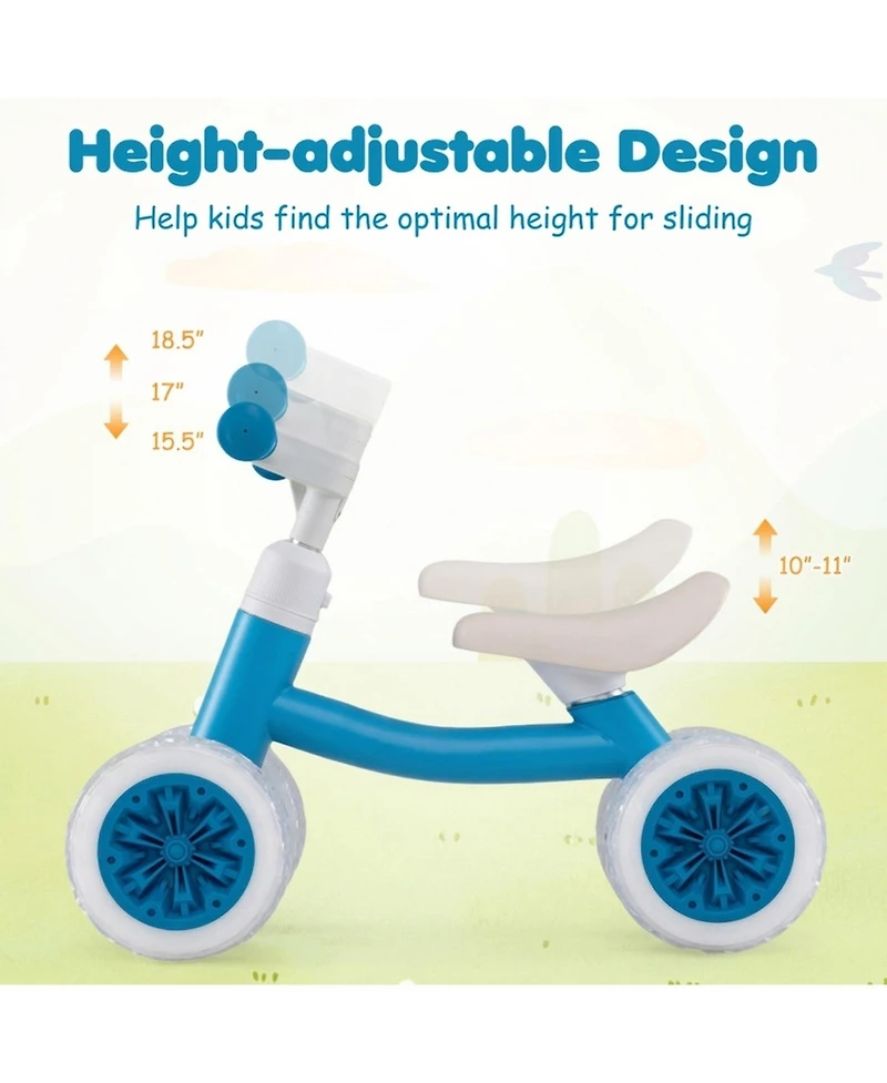 Sugift Baby Adjustable Light-Up Wheels Balance Bike, Ages 1+