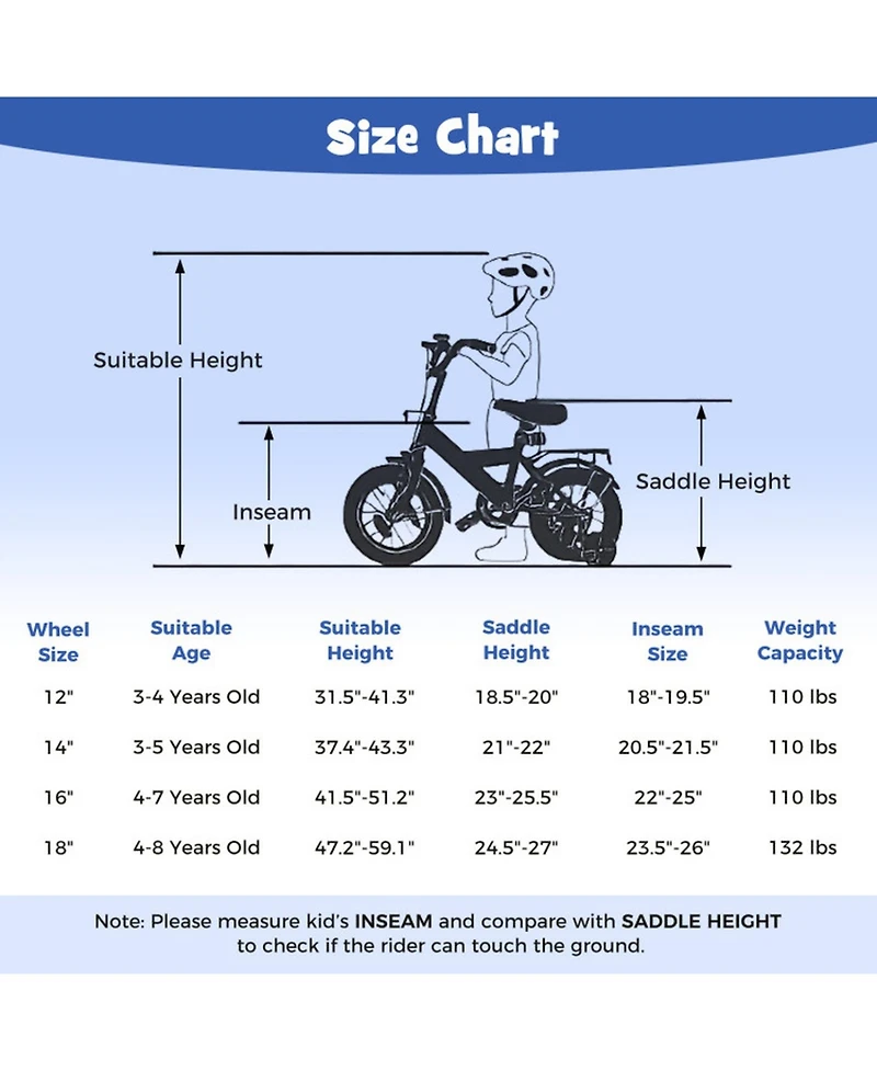 Sugift 16-Inch Kids Bike with Removable Training Wheels and Dual Brake System, Ages 3+