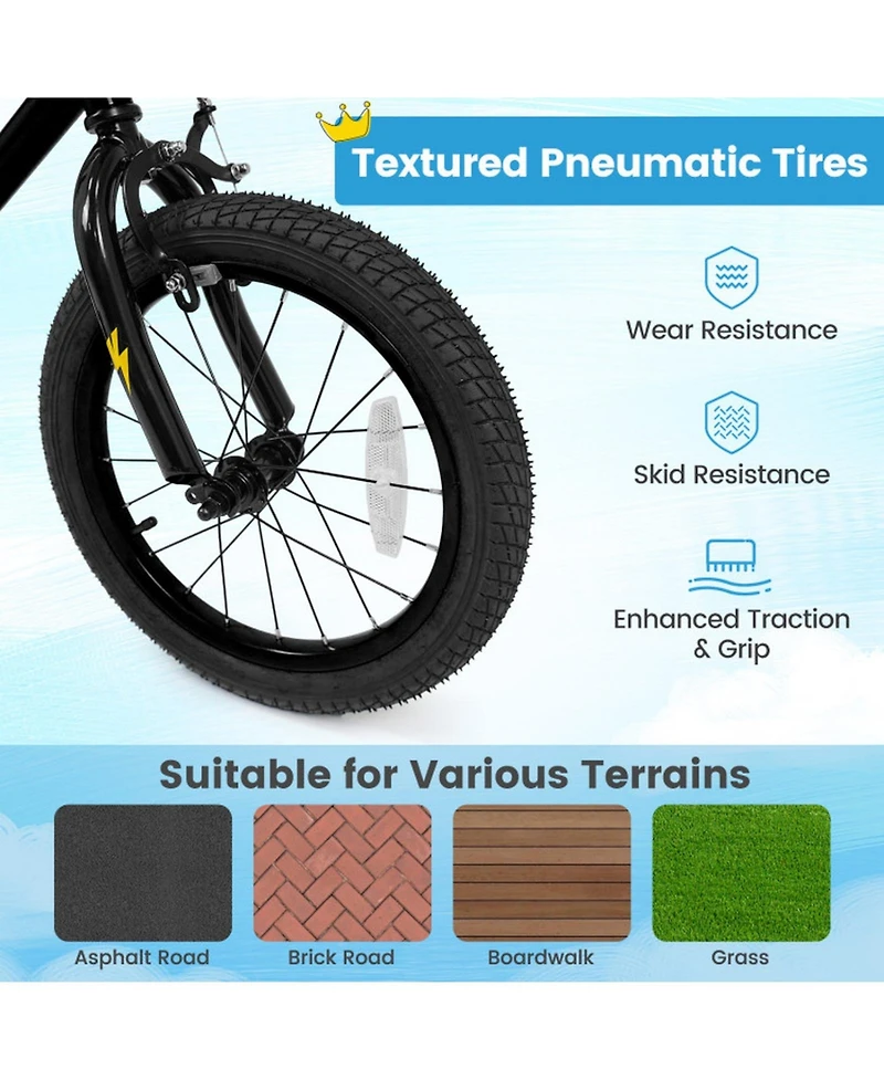 Sugift 16-Inch Kids' Bike with Training Wheels, Ages 4-7