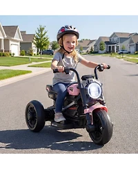 Sugift Kids Electric 3-Wheel Motorcycle with Rechargeable Battery and Led Headlight, Ages 3-5