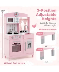 Sugift Adjustable-Height Wooden Play Kitchen, Ages 3+