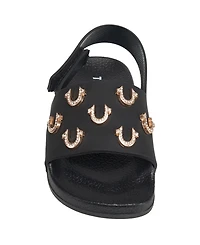 True Religion Toddler Girls 5-10 Kash Bling Horseshoe Logo Slide