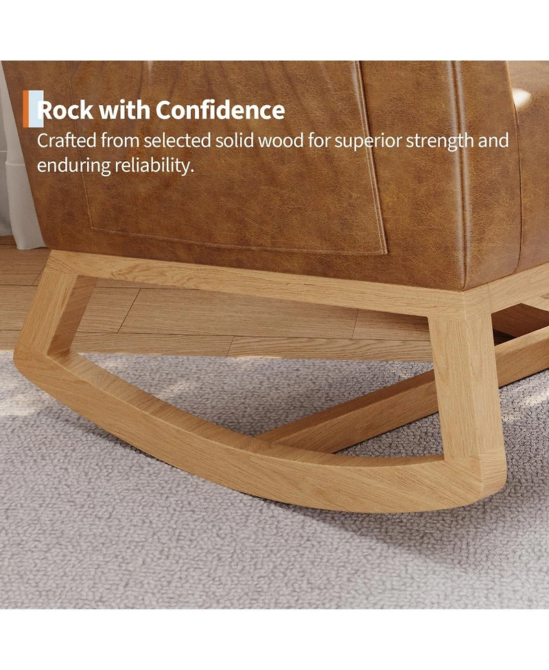homfan Rocking Chair Modern Nursery Glider Chair with Side Pockets and Pillow Upholstered Rocker for Living Room Bedroom Nursing Room