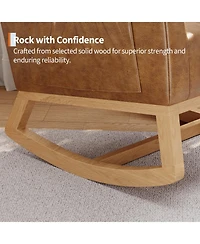 homfan Rocking Chair Modern Nursery Glider Chair with Side Pockets and Pillow Upholstered Rocker for Living Room Bedroom Nursing Room