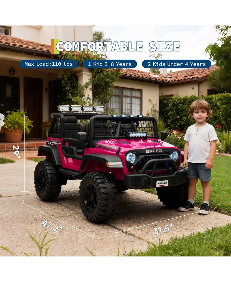 homfan 24V 4WD 2-Seater Ride-On Truck, Ages 3-8