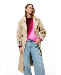 Desigual Women's Double-Breasted Long Unlined Cotton-Blend Trench Coat