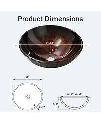 Busdays Round Amber Glass Vessel Bathroom Sink Artistic Textured Tempered Glass Countertop Vanity Basin