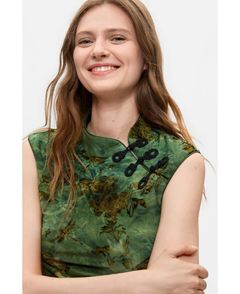 Desigual Women's Flocked Printed Sleeveless Blouse