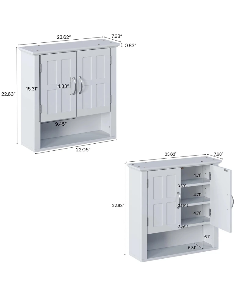 Busdays Wall Mounted Bathroom Storage Cabinet with Adjustable Shelves Medicine Cabinet for Laundry Room Kitchen Living Room