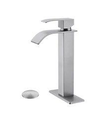 Busdays Single Handle Waterfall Bathroom Faucet with Pop Up Drain for Sink Without Overflow