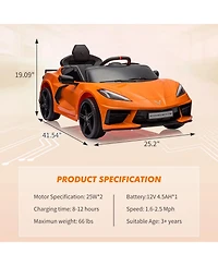 homfan Sports Coupe 12v Remote Control Electric Ride-On Car, 66 lb. Capacity, Ages 3+