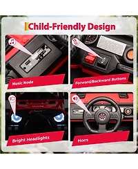 homfan 12V Electric Ride On Car with Parent Remote Control and Led Lights, 66 lbs Capacity, Ages 3-8