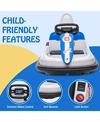 homfan 6V Kids Electric Bumper Car - 360degree(s) Spin, 2 Speeds, Lights, Music, Horn, Remote Control, Safety Belt