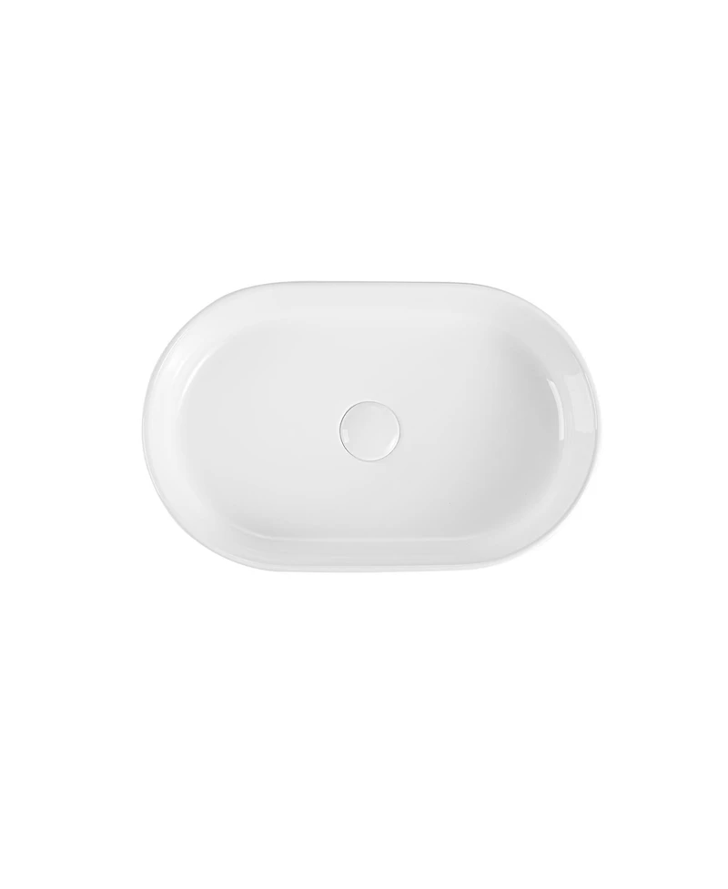 Busdays Integrated Oval Ceramic Basin Sink Drain and Faucet Not Included