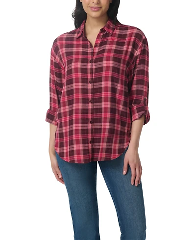 Gloria Vanderbilt Women's Amanda Plaid Point-Collar Shirt