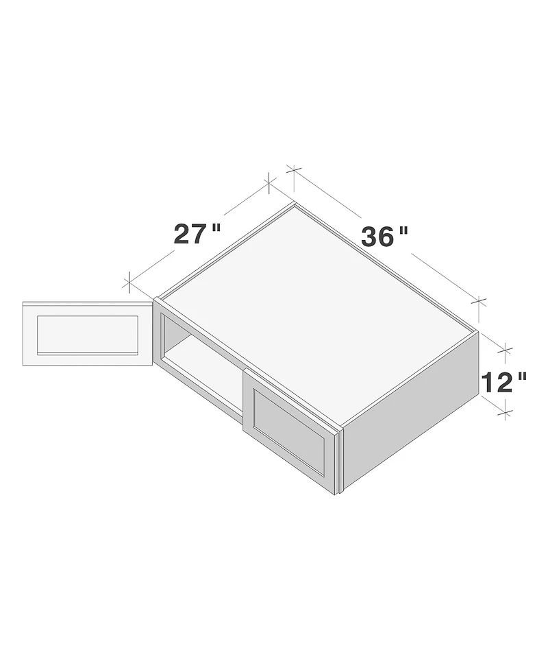 Boyel Living 12 Inch Height Double Door Deep Wall Cabinets, Ready to Assemble Kitchen Cabinet with Solid Wood Frame, Soft-Close Slides and Hinge