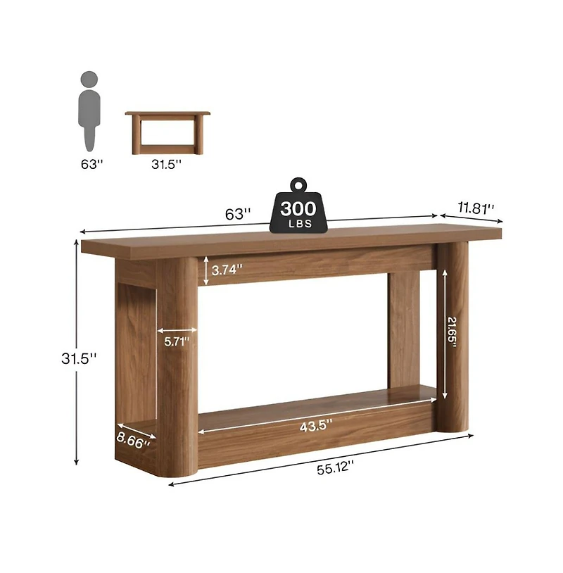 Slickblue 2-Tier Farmhouse Console Table for Entryway or Sofa