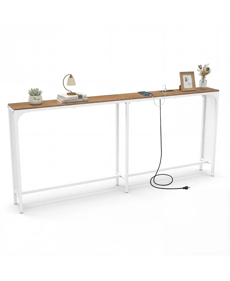 Slickblue Narrow 71" Console Table with Power Outlet for Small Rooms