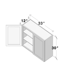 Boyel Living W33" Dove Grey Wall Cabinet with Full Overlay Hdf Door for Custom Kitchen or Bathroom