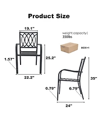 Clihome 4 Pack Stackable Metal Patio Chairs, 350LB Breathable Slatted Outdoor Chairs
