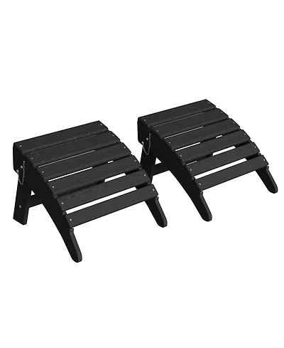 homfan 2-Pack Folding Adirondack Ottoman Hdpe Weather-Resistant Outdoor Footrest for Patio, Deck or Backyard
