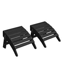 homfan 2-Pack Folding Adirondack Ottoman Hdpe Weather-Resistant Outdoor Footrest for Patio, Deck or Backyard