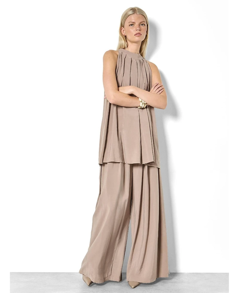 Apricot Women's Pleat Detail Super Wide Trouser