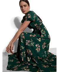 Apricot Women's Watercolour Floral Tiered Maxi Dress