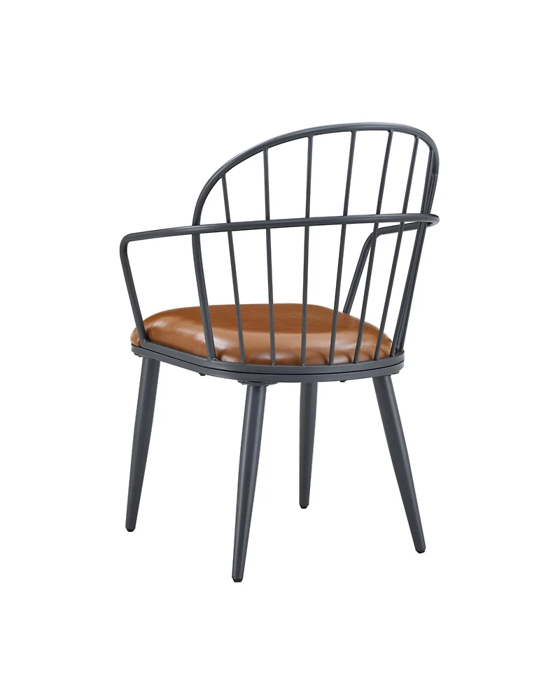 Boyel Living 2-Piece Dining Chairs, Pu Leather Upholstered Seat and Back, Industrial Metal Leg Kitchen Chairs
