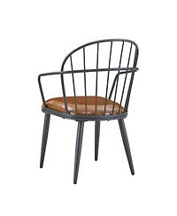 Boyel Living 2-Piece Dining Chairs, Pu Leather Upholstered Seat and Back, Industrial Metal Leg Kitchen Chairs