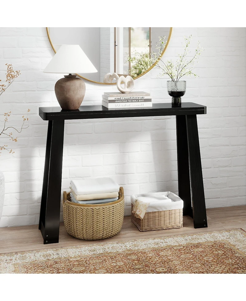 Slickblue 43" Solid Rubber Wood Console Table with Thick Top and Stable Base