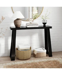 Slickblue 43" Solid Rubber Wood Console Table with Thick Top and Stable Base