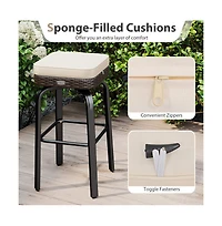 Boyel Living 3 Pieces Outdoor Swivel Bar Set Pe Rattan Bar Height Table with 2 Chairs