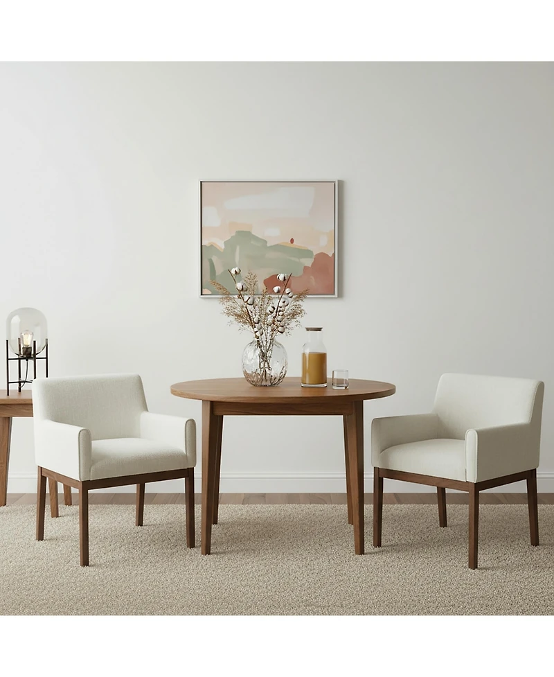 Boyel Living 2-Piece Modern Upholstered Dining Chairs with Arms, Fabric and Rubberwood Legs, Kitchen