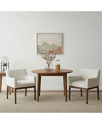 Boyel Living 2-Piece Modern Upholstered Dining Chairs with Arms, Fabric and Rubberwood Legs, Kitchen