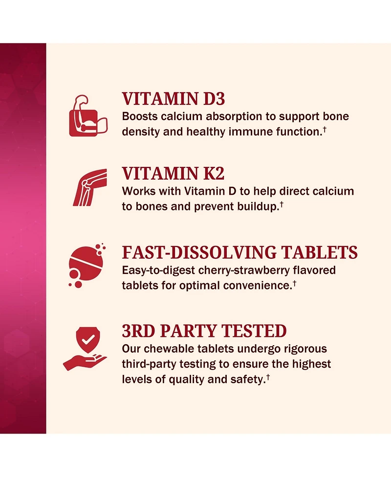 BioSchwartz Bariatric D3 Plus K2 Dissolvable Tablets, Support Post Bariatric Wellness Routine, Cherry Strawberry Flavor, 90 Tablets