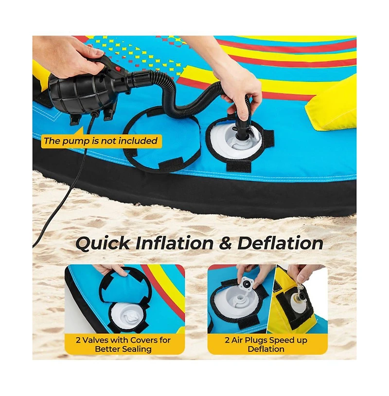 Hikeen 3-Person Inflatable Boat Tube Towable Platform with Double Valves