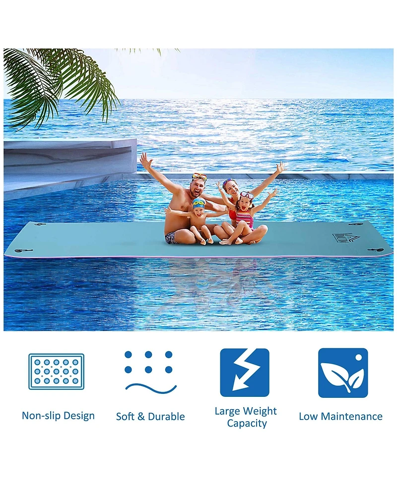 Hikeen 17' x 5' 3-Layer Foam Floating Water Mat, Portable Swimming Pool and Lake Raft
