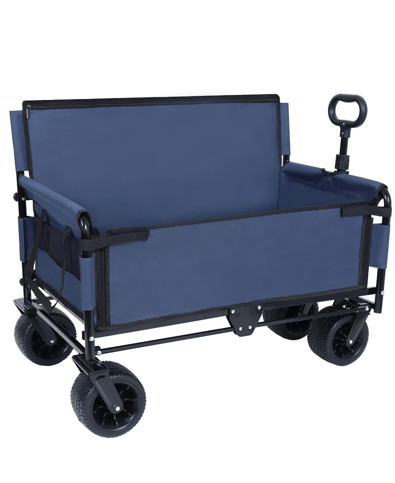 Mountaintop 3-in-1 Convertible Folding Wagon Cart,500lbs 180L Bench Seat, All-Terrain Wheels for Beach, Sports, Garden
