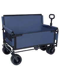 Mountaintop 3-in-1 Convertible Folding Wagon Cart,500lbs 180L Bench Seat, All-Terrain Wheels for Beach, Sports, Garden