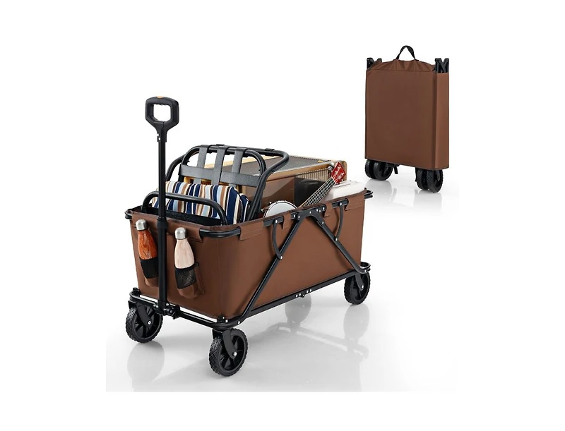 Mountaintop Collapsible Folding Wagon Cart with Adjustable Handlebar