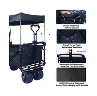 Mountaintop Collapsible Wagon 140L Cart,Removable Canopy,All-Terrain Wheels with Brake,Cooler Bag,Camping Beach Shopping