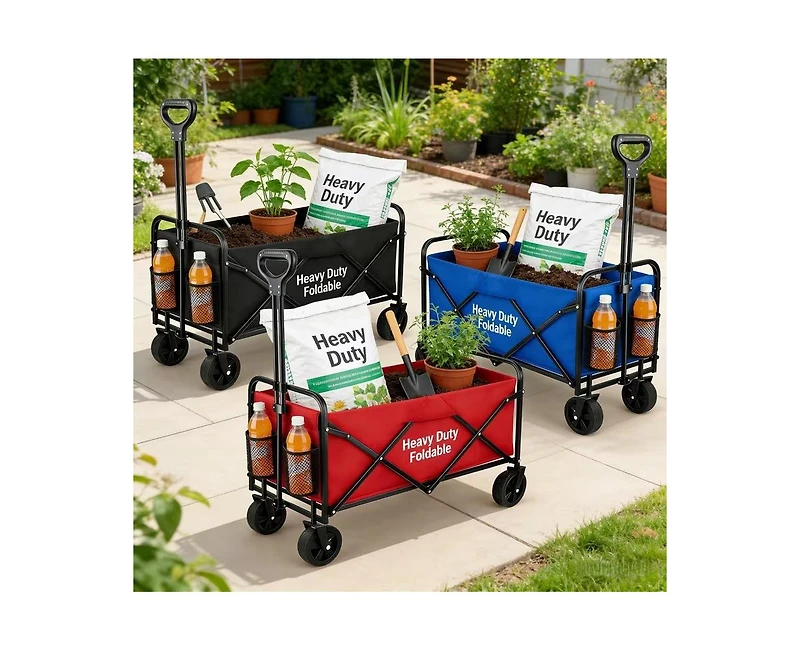Mountaintop 680LBS Heavy Duty Folding Wagon Cart, All-Terrain Large Capacity, Camping Grocery Beach Sports Garden Home
